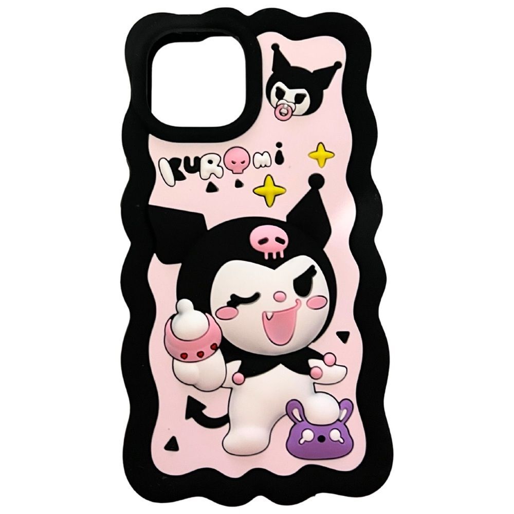 iPhone 14 Kuromi case pink silicon black hello kitty Sanrio bunny wave